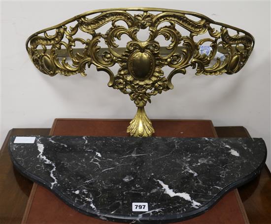 A marble and gilt metal console table, W.67cm
